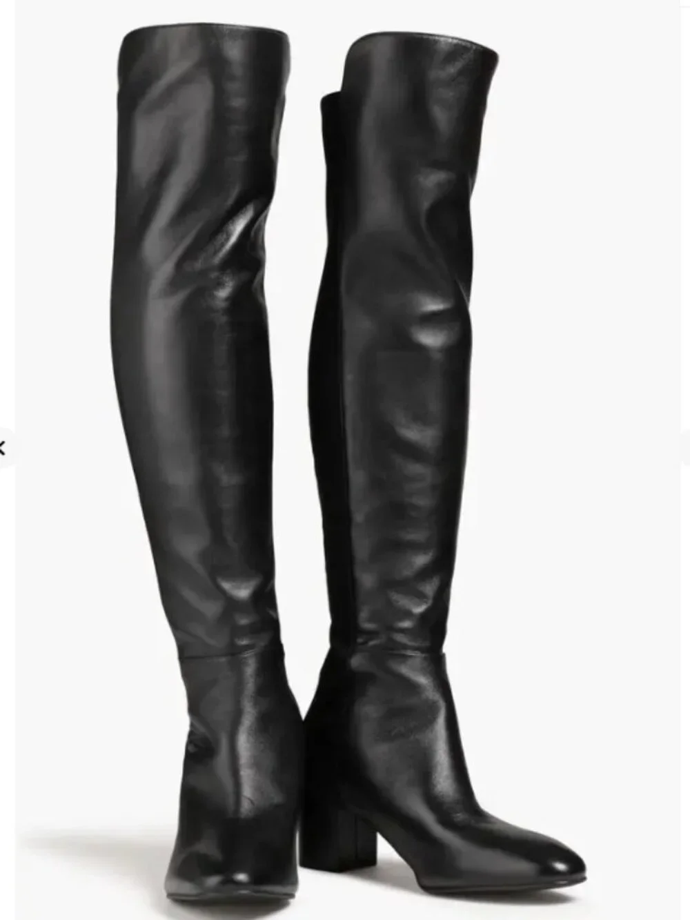 Stuart Weitzman Gillian 60 Tall Leather Boots Black Knee High Size 8 NWT